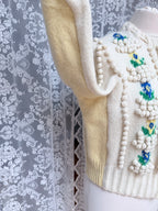 The Katharina: Vintage Austrian Floral Wool Cardigan with Antique Coin Buttons