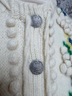 The Katharina: Vintage Austrian Floral Wool Cardigan with Antique Coin Buttons