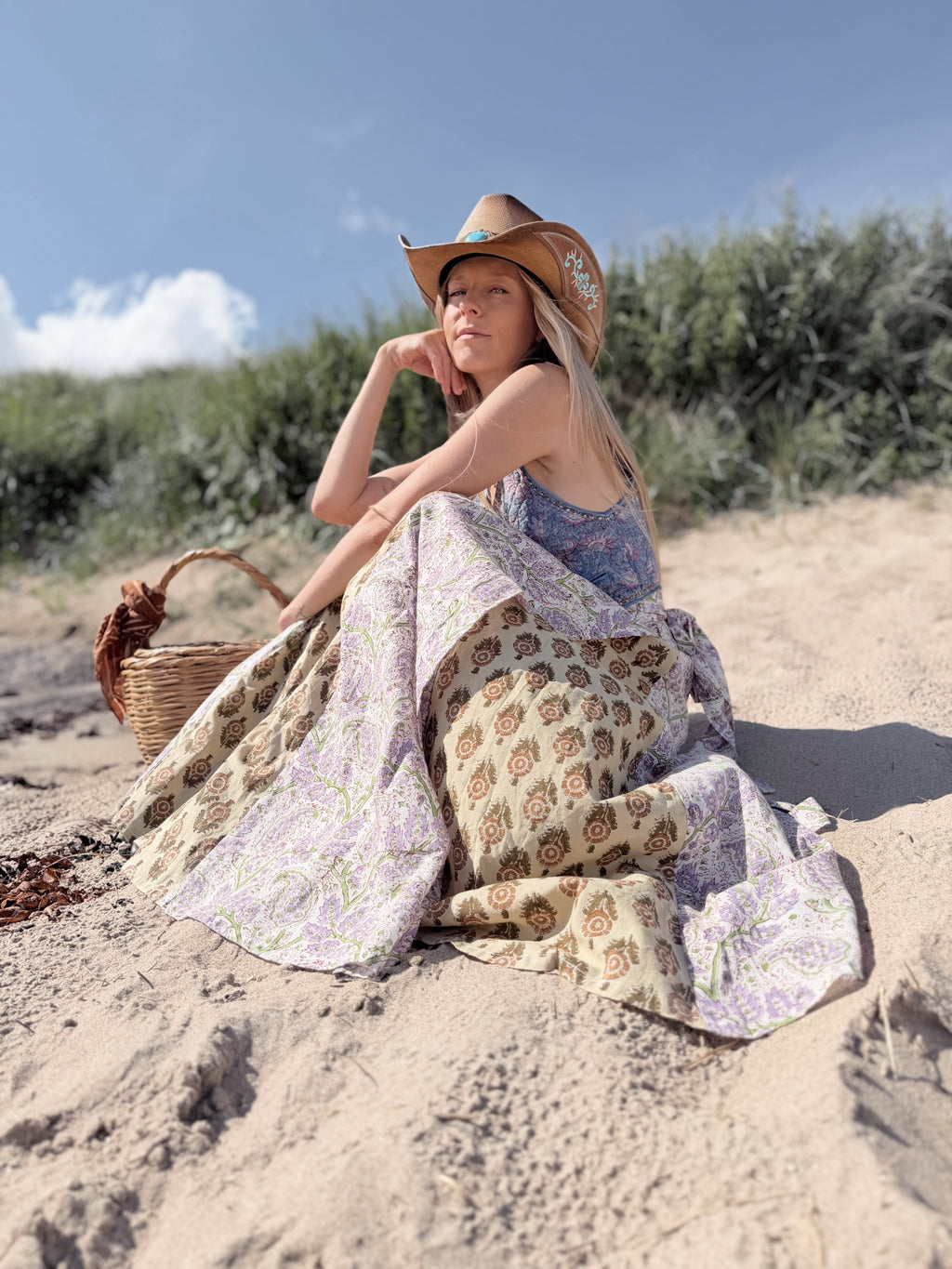 The Goldie Skirt in Wisteria | Handmade Indian Block Print Wrap Skirt