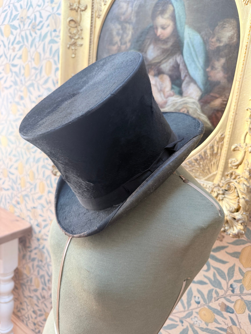 Rare Antique 19th Century Black Top Hat | Gothic Victorian Collector’s Piece