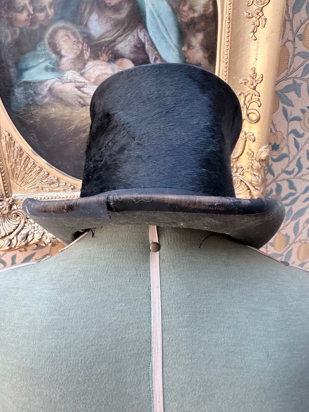 Rare Antique 19th Century Black Top Hat | Gothic Victorian Collector’s Piece