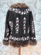 The Ariana: Vintage 1970s Suede Floral Embroidered Afghan Coat