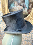 Rare Antique 19th Century Black Top Hat | Gothic Victorian Collector’s Piece