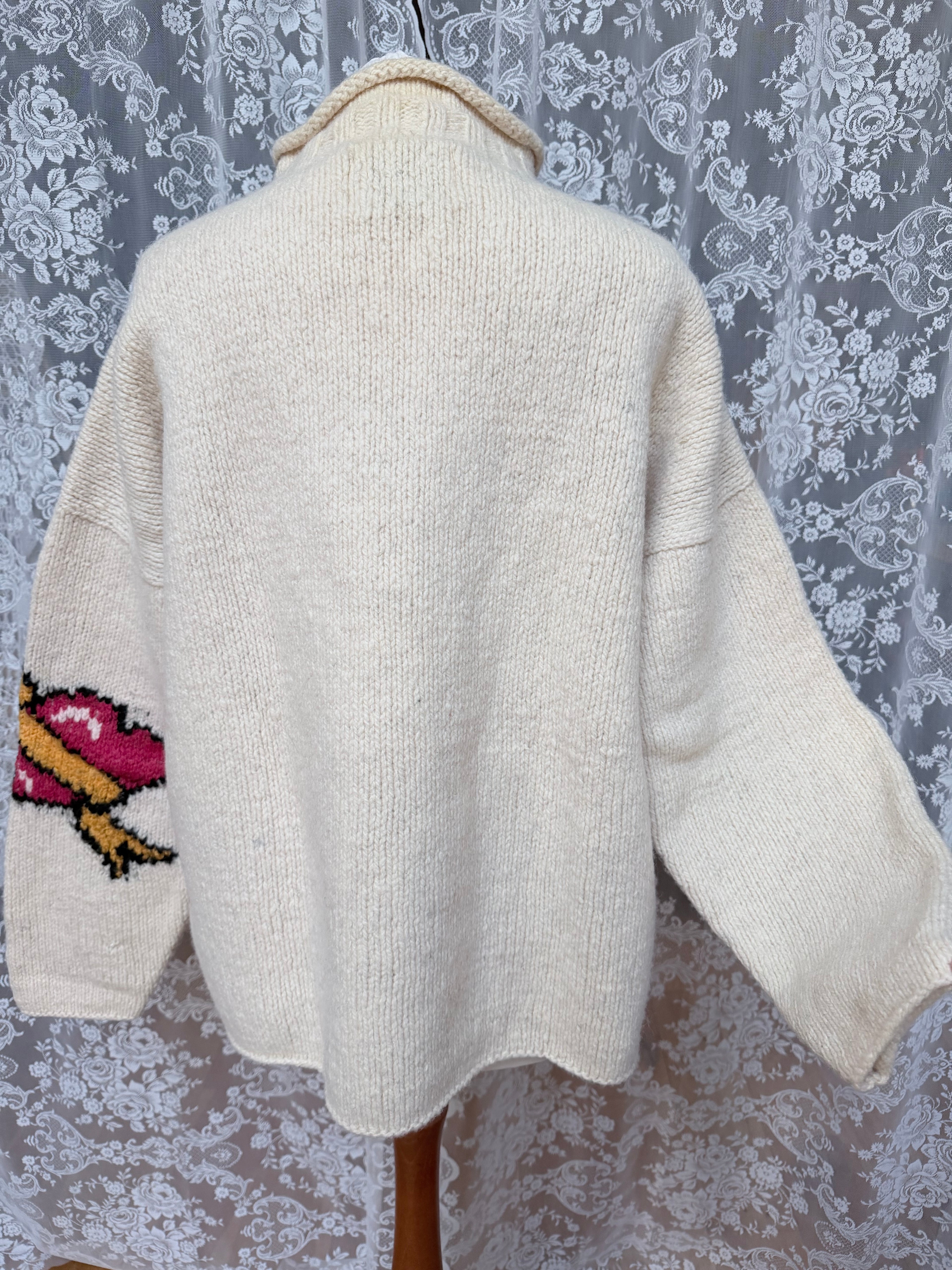 The Isabella: Vintage Amano 1990s Cream Wool Peace Jumper