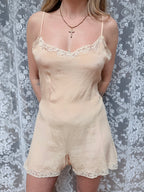 Rare 1920s/1930s Peach Silk Step-In Lace Playsuit