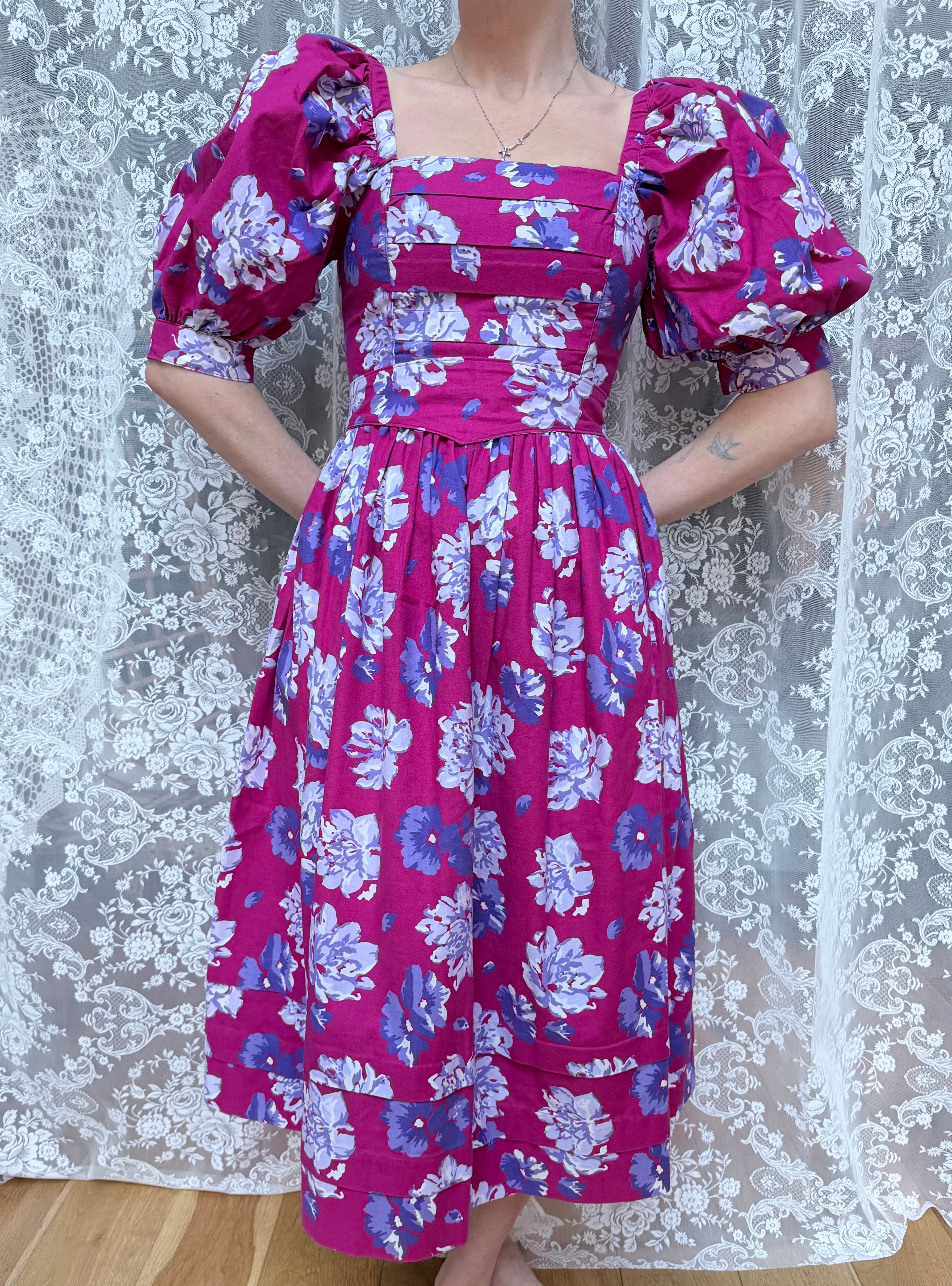 Vintage 190s Laura Ashley Mutton Sleeve Dress