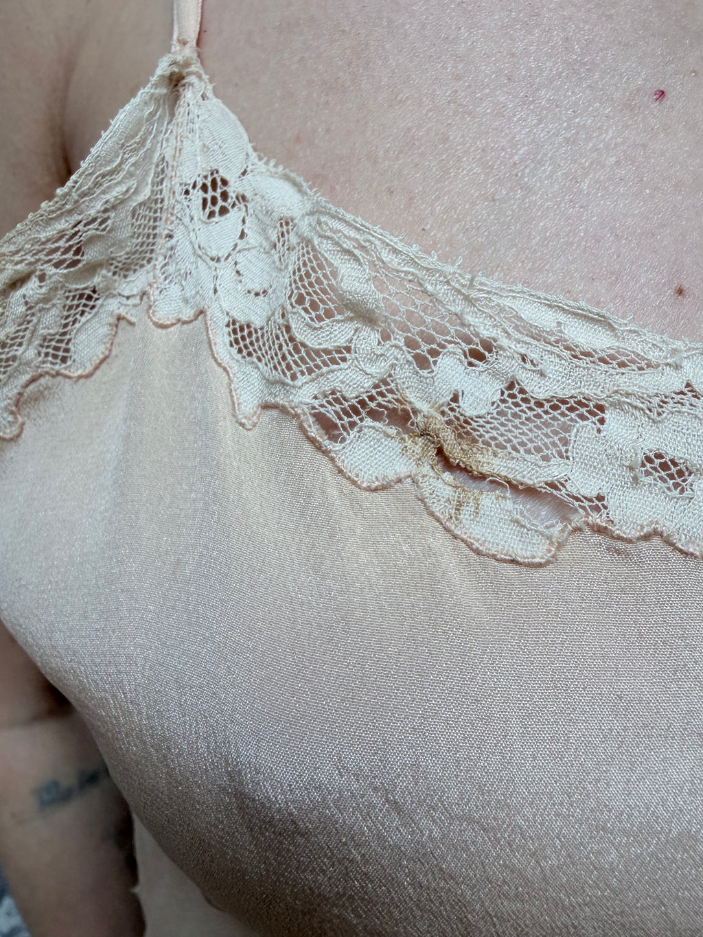 Rare 1920s/1930s Peach Silk Step-In Lace Playsuit