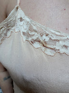 Rare 1920s/1930s Peach Silk Step-In Lace Playsuit