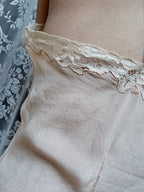Rare 1920s/1930s Peach Silk Step-In Lace Playsuit