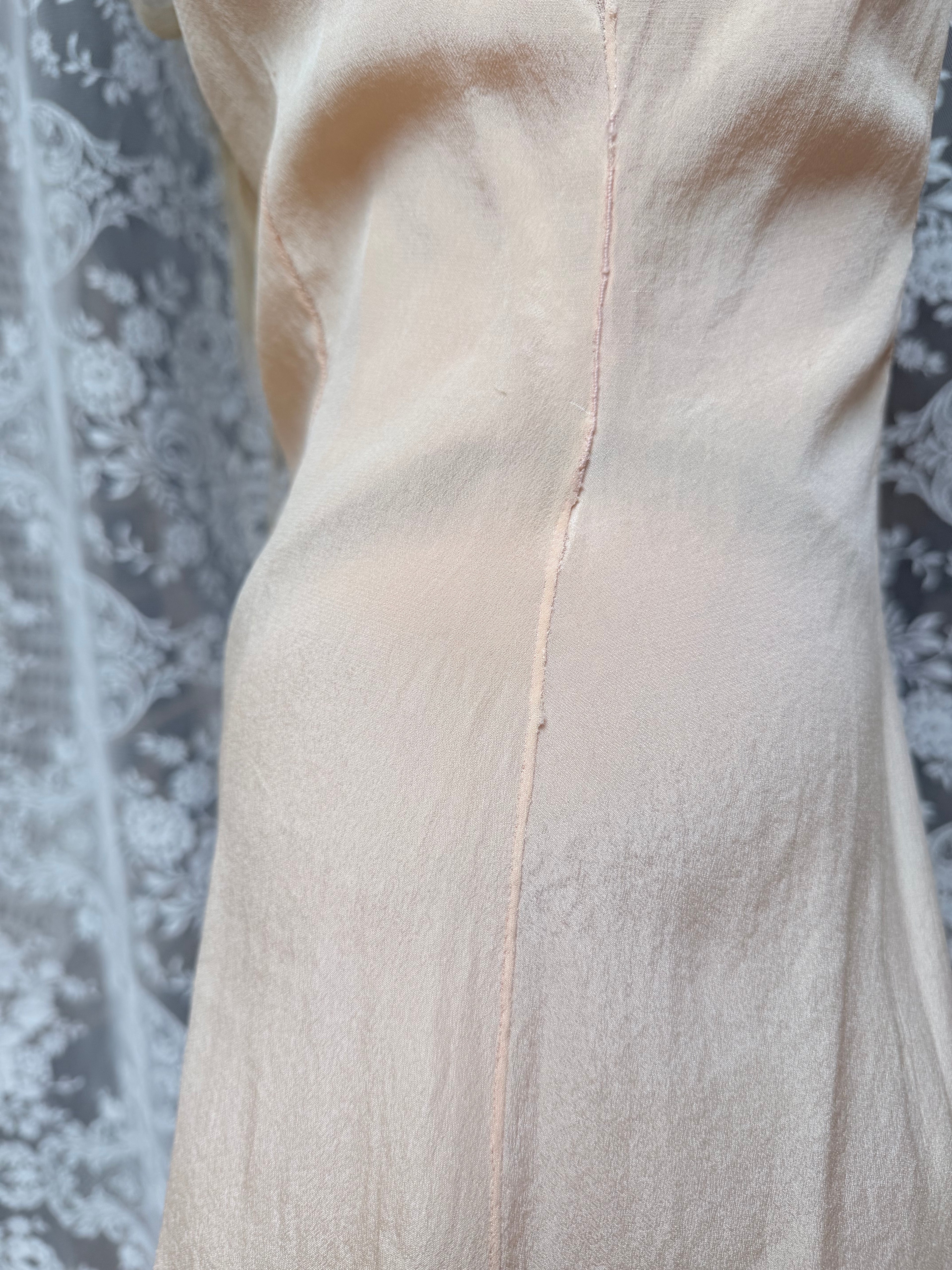 Rare 1920s/1930s Peach Silk Step-In Lace Playsuit