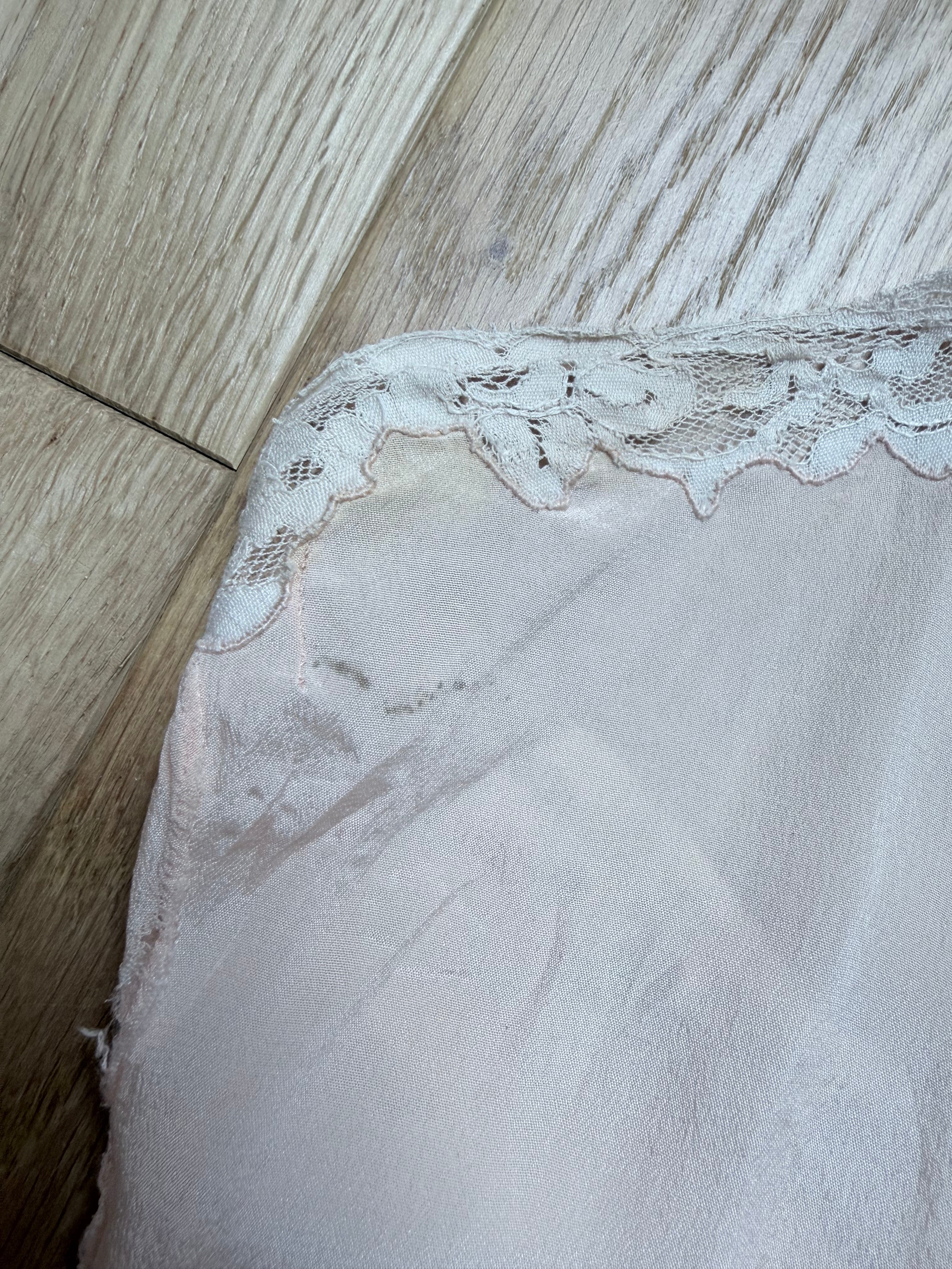 Rare 1920s/1930s Peach Silk Step-In Lace Playsuit