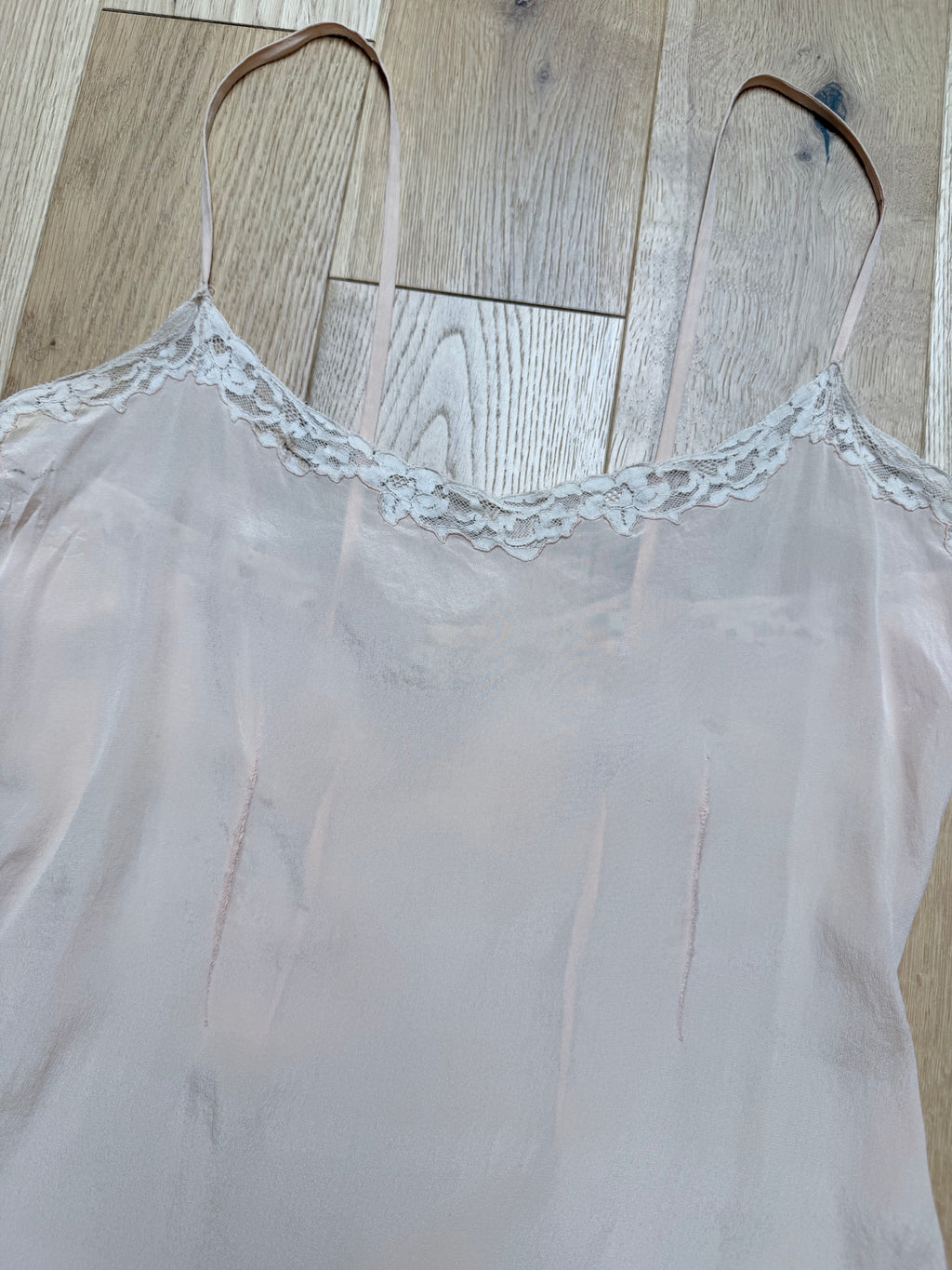Rare 1920s/1930s Peach Silk Step-In Lace Playsuit