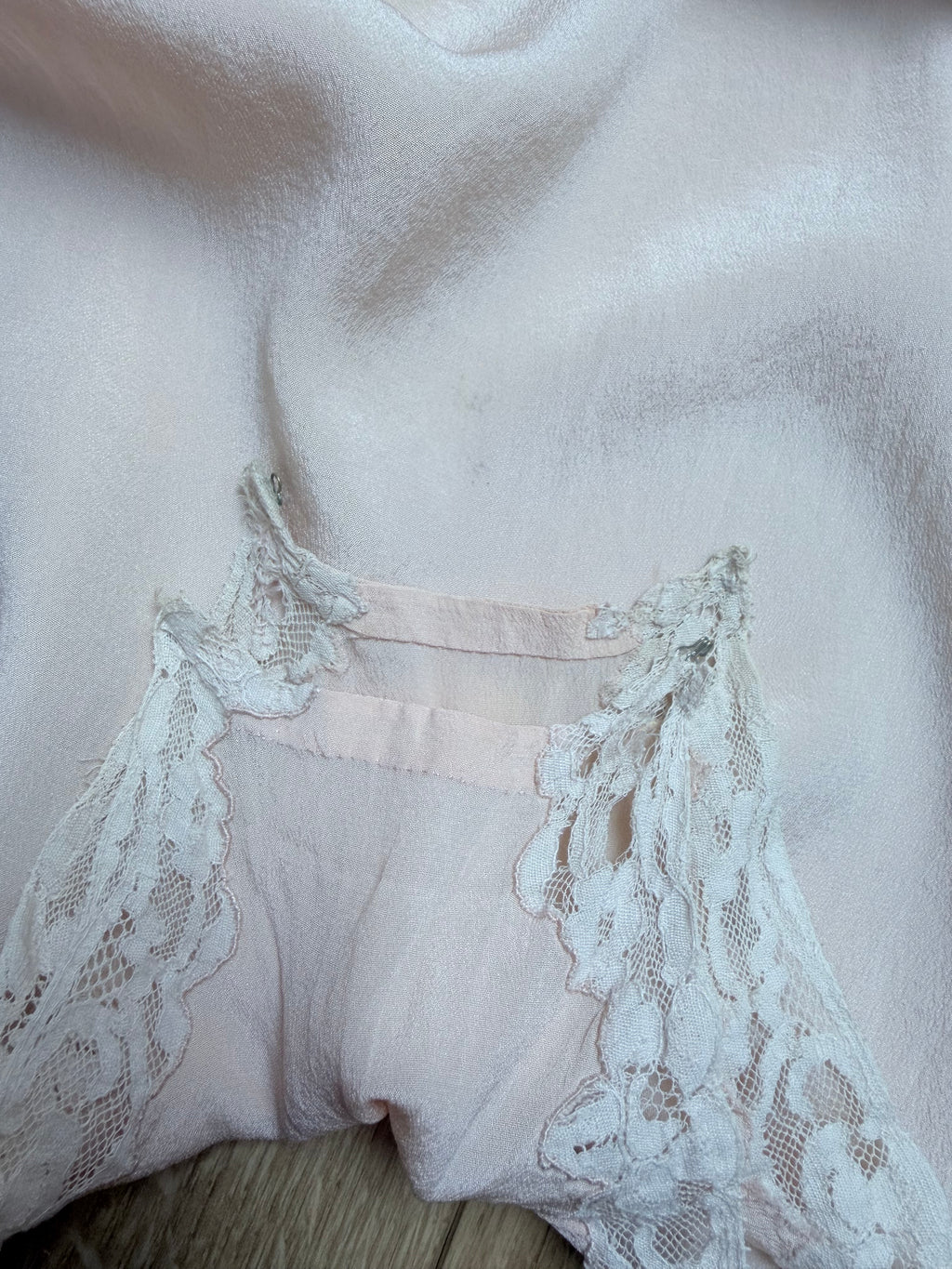 Rare 1920s/1930s Peach Silk Step-In Lace Playsuit
