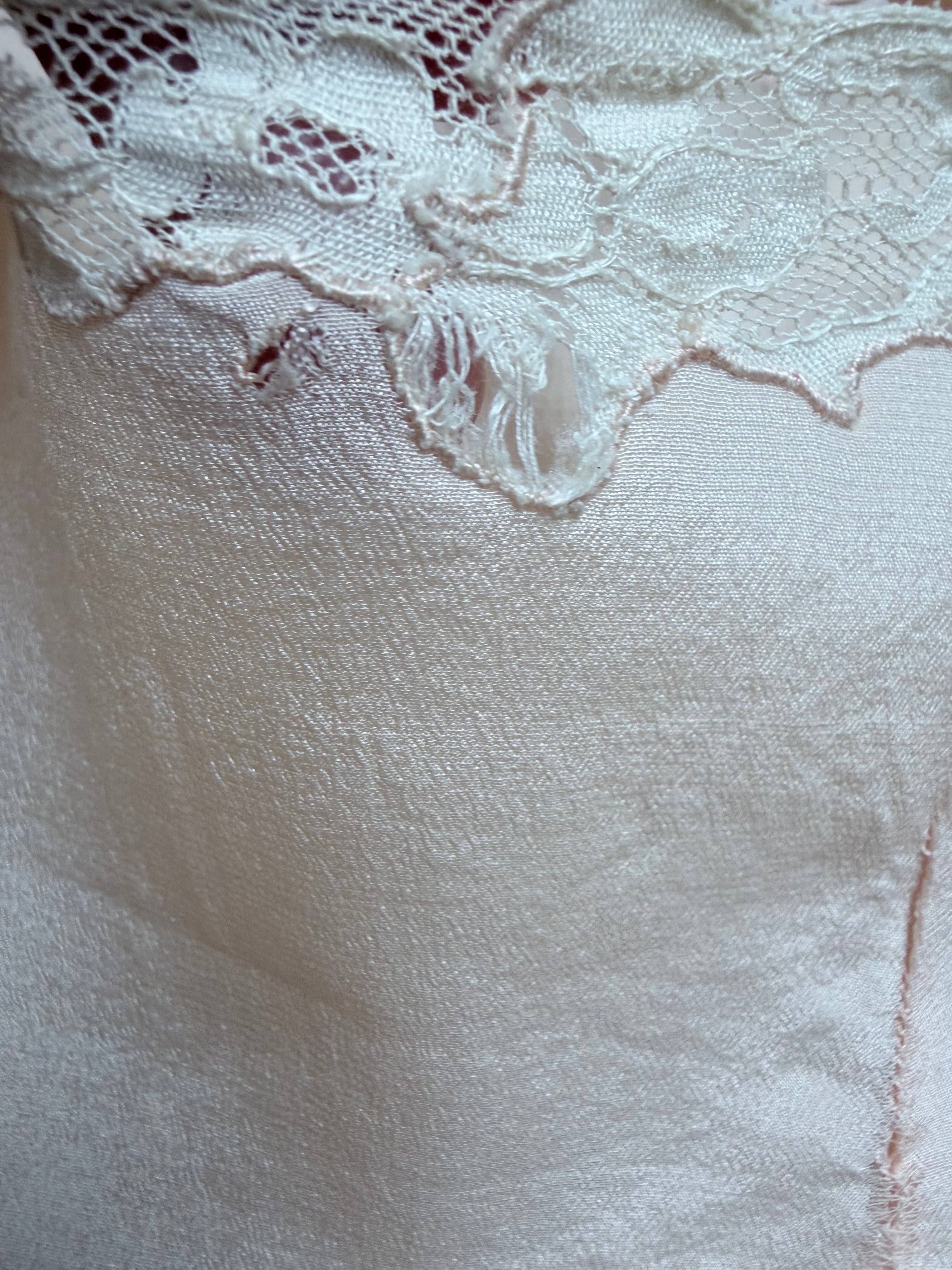 Rare 1920s/1930s Peach Silk Step-In Lace Playsuit