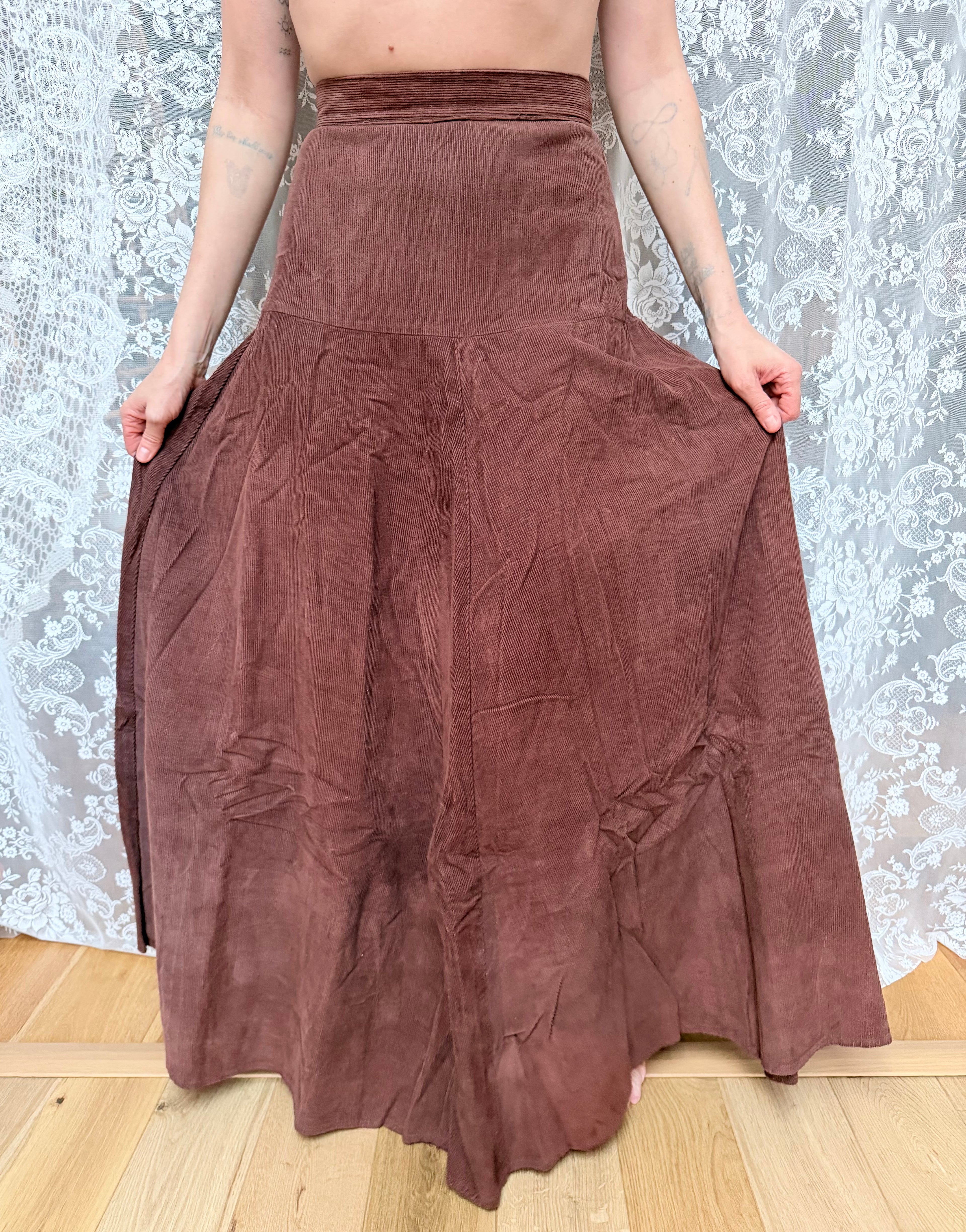 Vintage 1970s Laura Ashley Corduroy Maxi Skirt