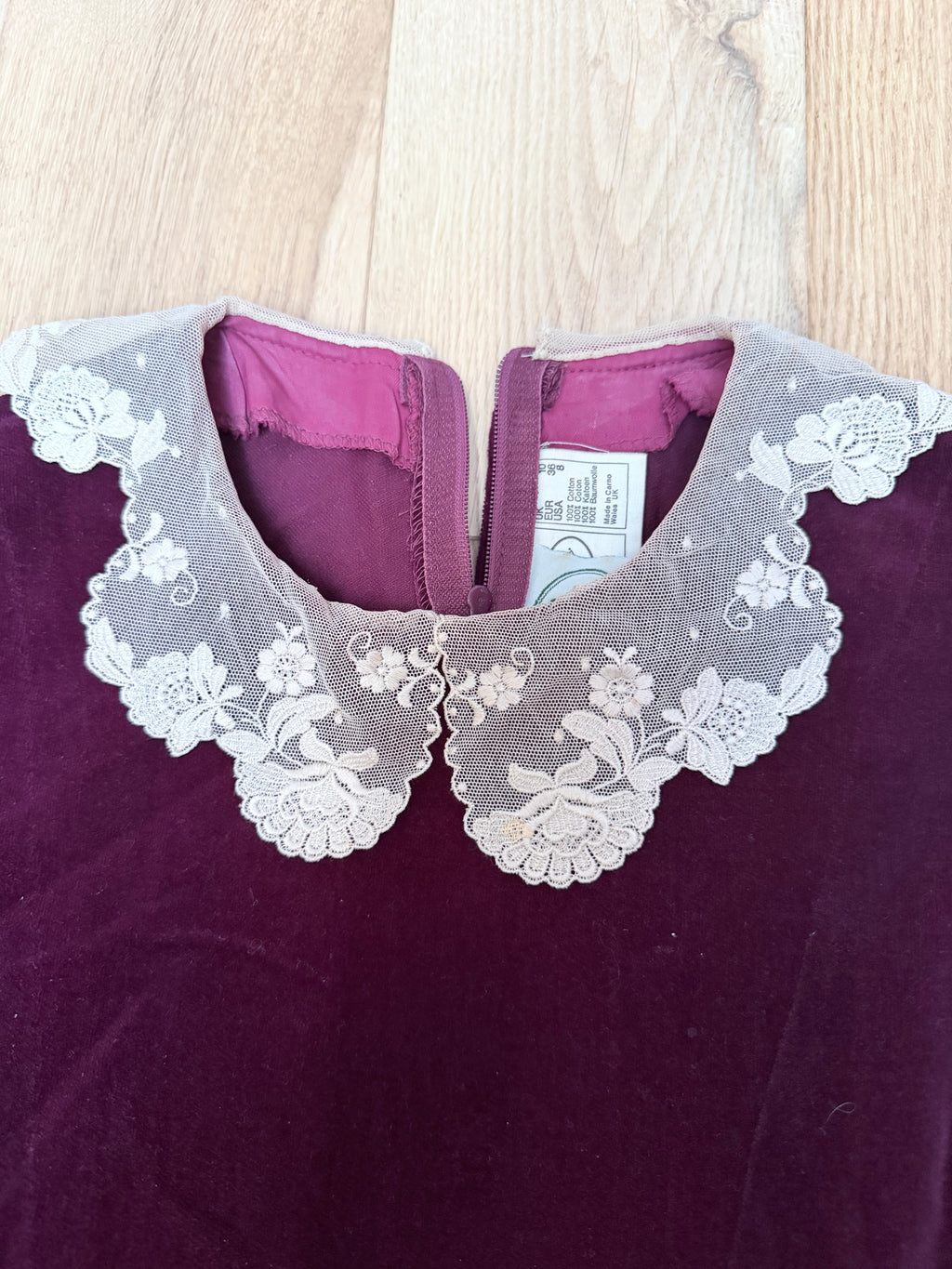 Vintage Laura Ashley Red Velvet Midi Dress