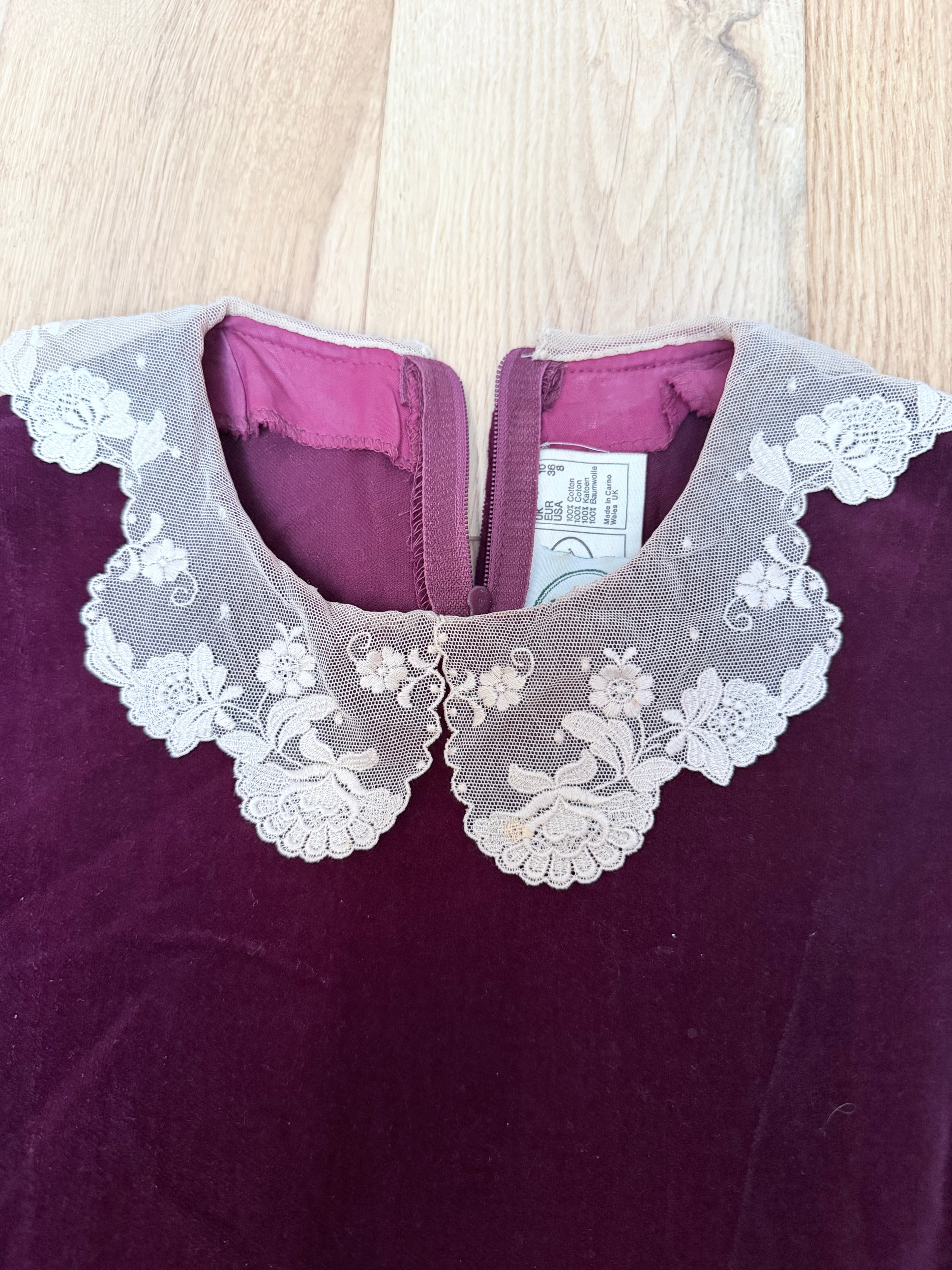 Vintage Laura Ashley Red Velvet Midi Dress