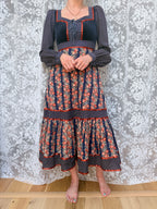 Vintage 1970s Gunne Sax Cabbage Rose Midi Dress