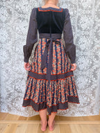 Vintage 1970s Gunne Sax Cabbage Rose Midi Dress