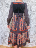 Vintage 1970s Gunne Sax Cabbage Rose Midi Dress