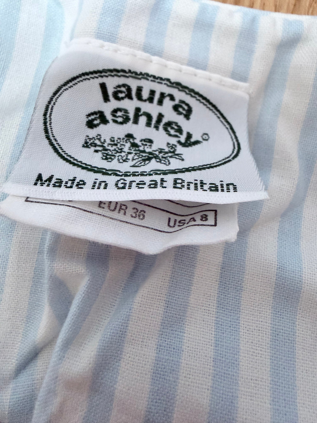 Vintage Laura Ashley Blue Candy Stripe Maxi Dress