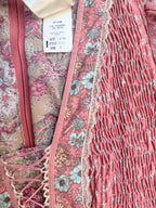 Vintage 1970s Jodie T of California Patchwork Prairie Dress in Peachy Pink