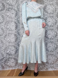 Vintage 1980s Gunne Sax Scott McClintock Turquoise Pinafore Collar Dress