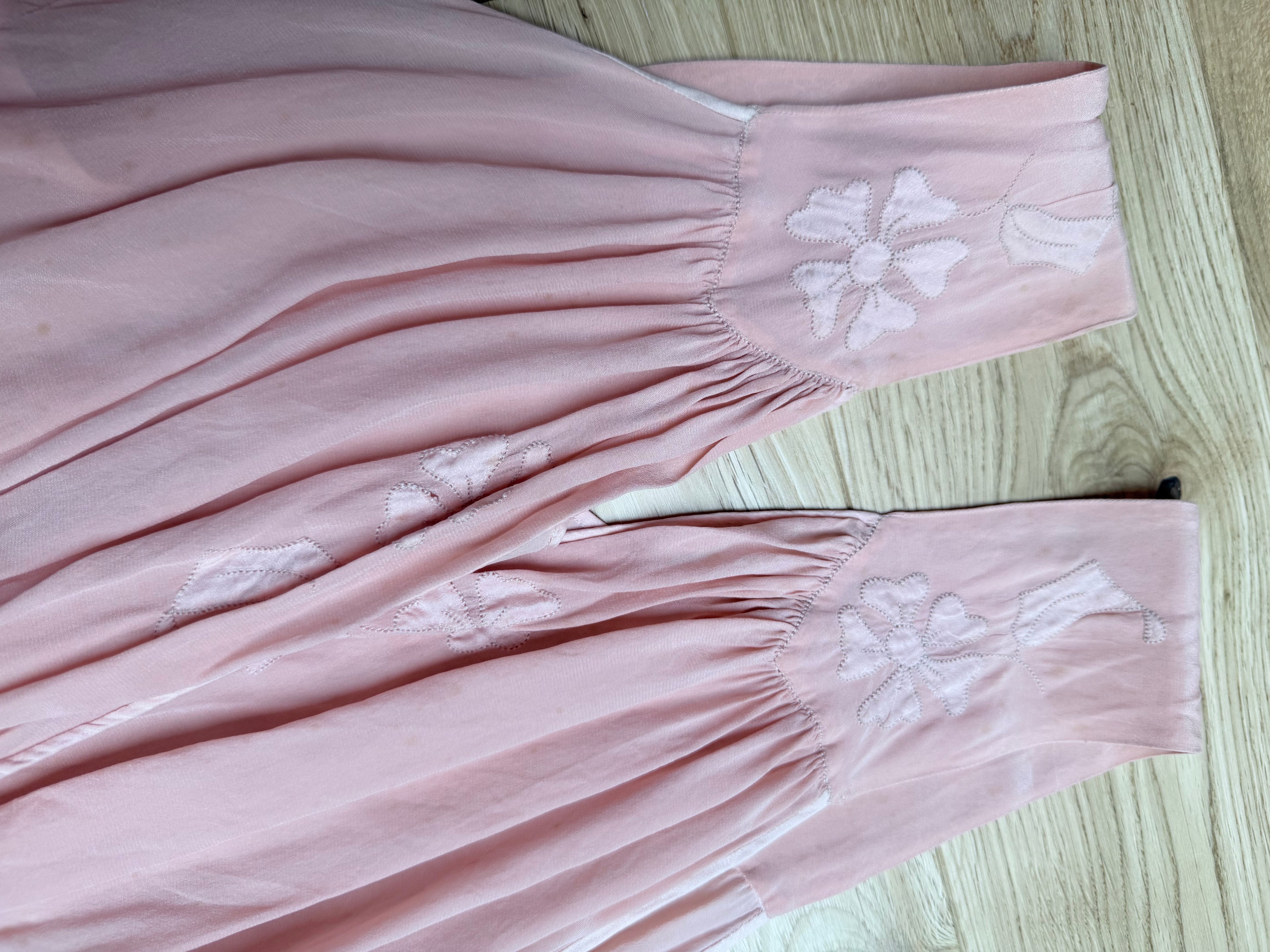 Antique Vintage 1930s Pink Silk Two-Piece Gown & Jacket Set