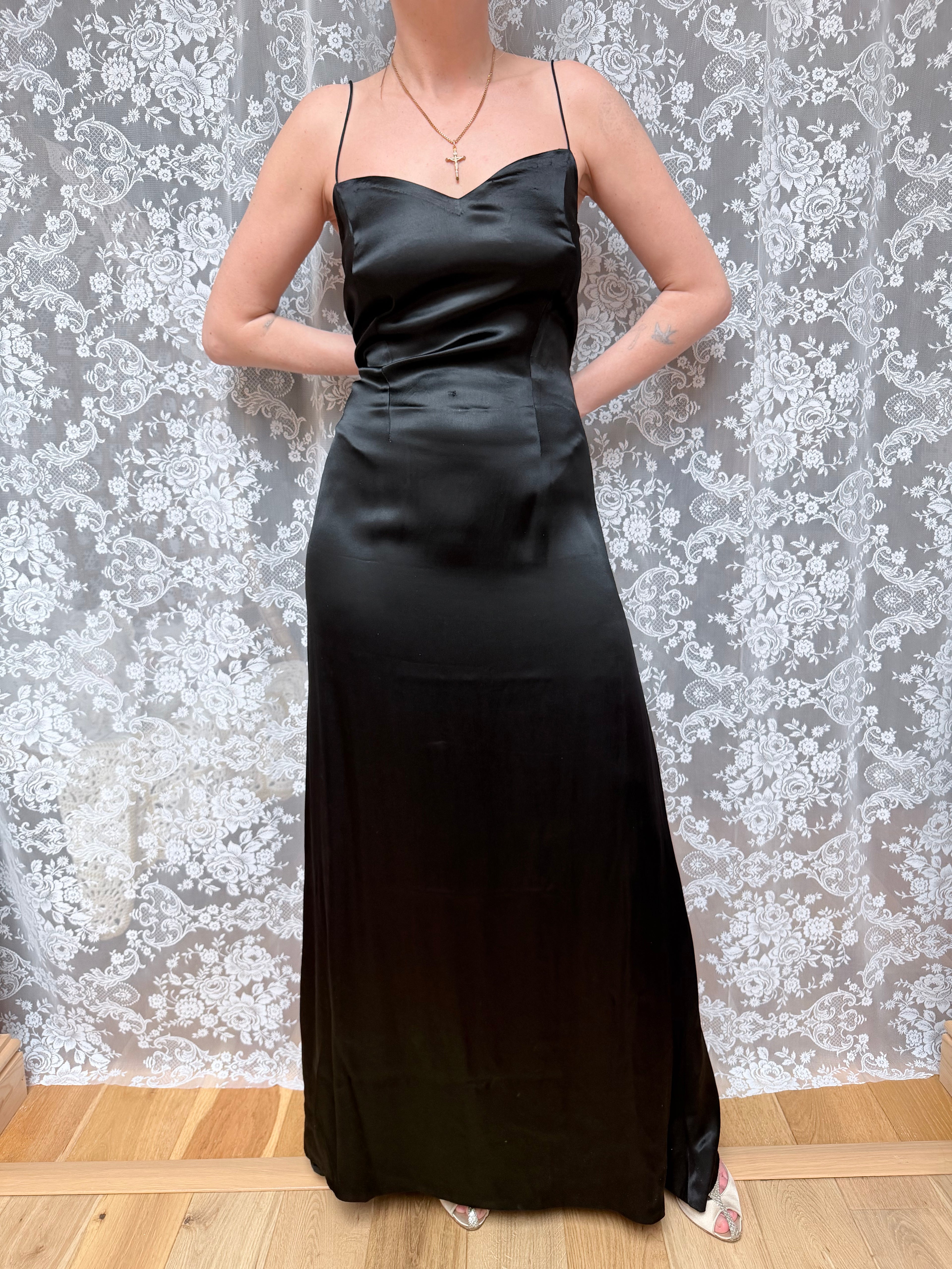 Antique 1930s Black Satin Silk Slip Dress – Kendall's Vintage Collections
