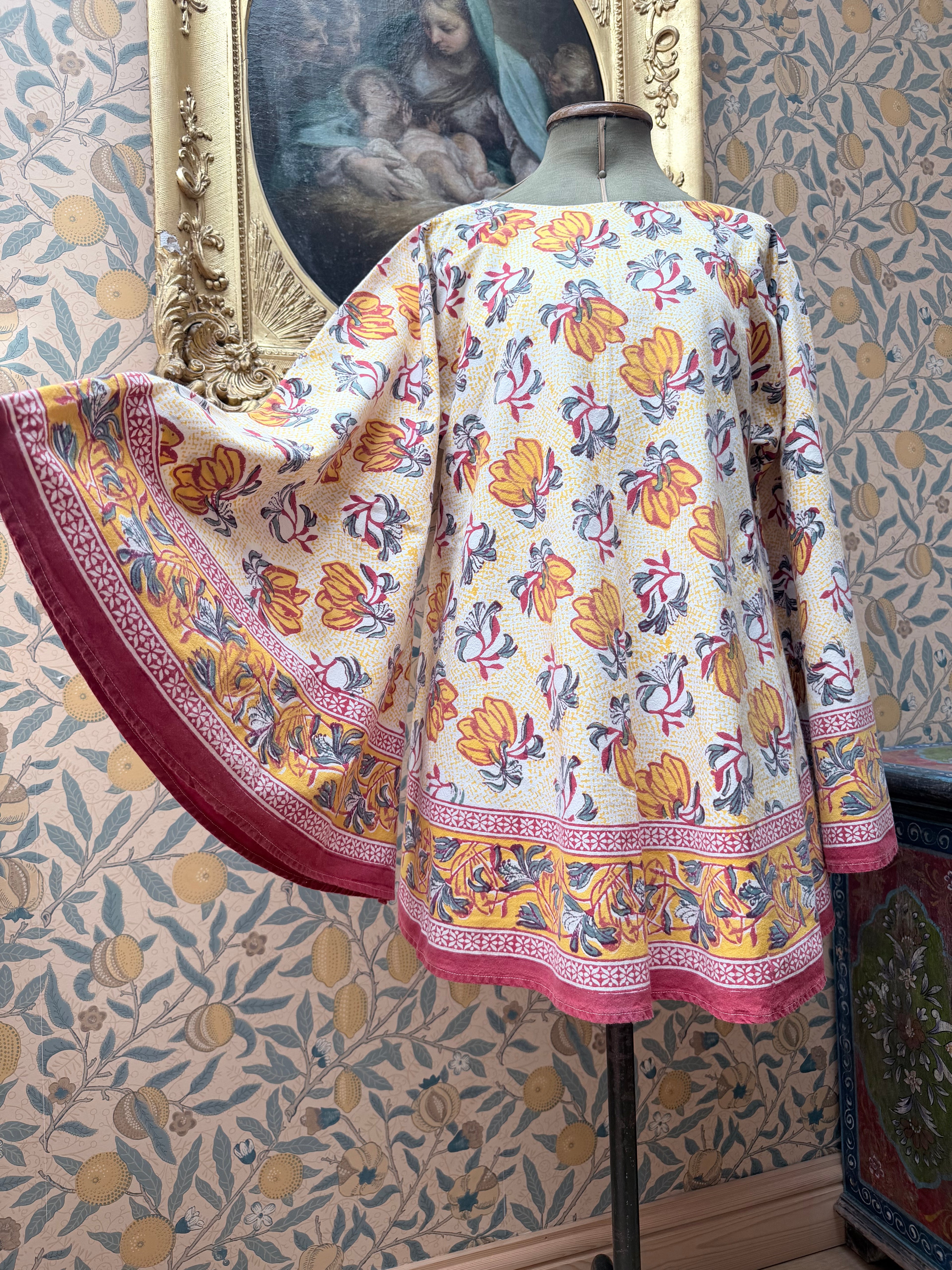Handmade Anokhi Floral Bell Sleeve Mini Dress | The Tablecloth Collection