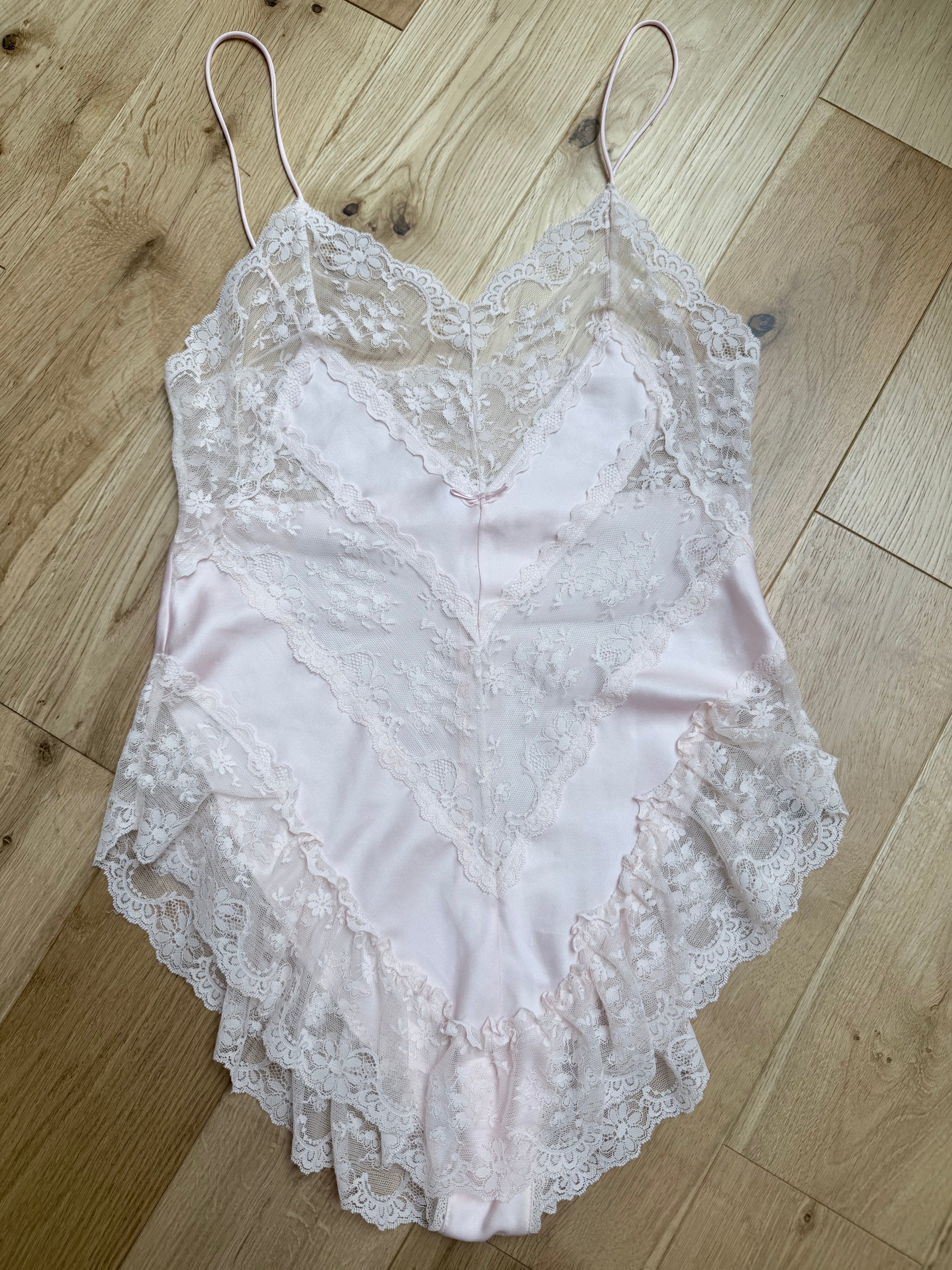 Vintage 1970s St Michael Cream Lace Teddy Bodysuit