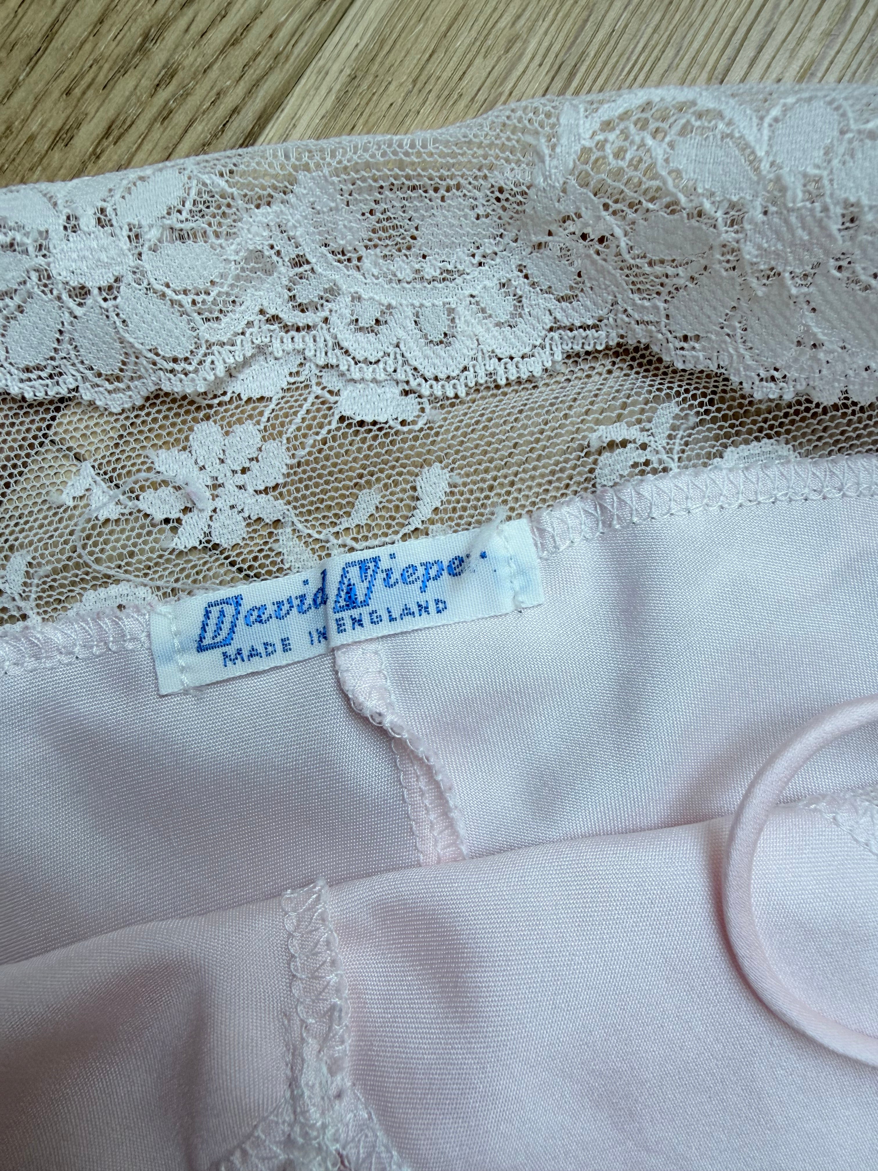 Vintage 1970s David Nieper Pink Lace Teddy Lingerie