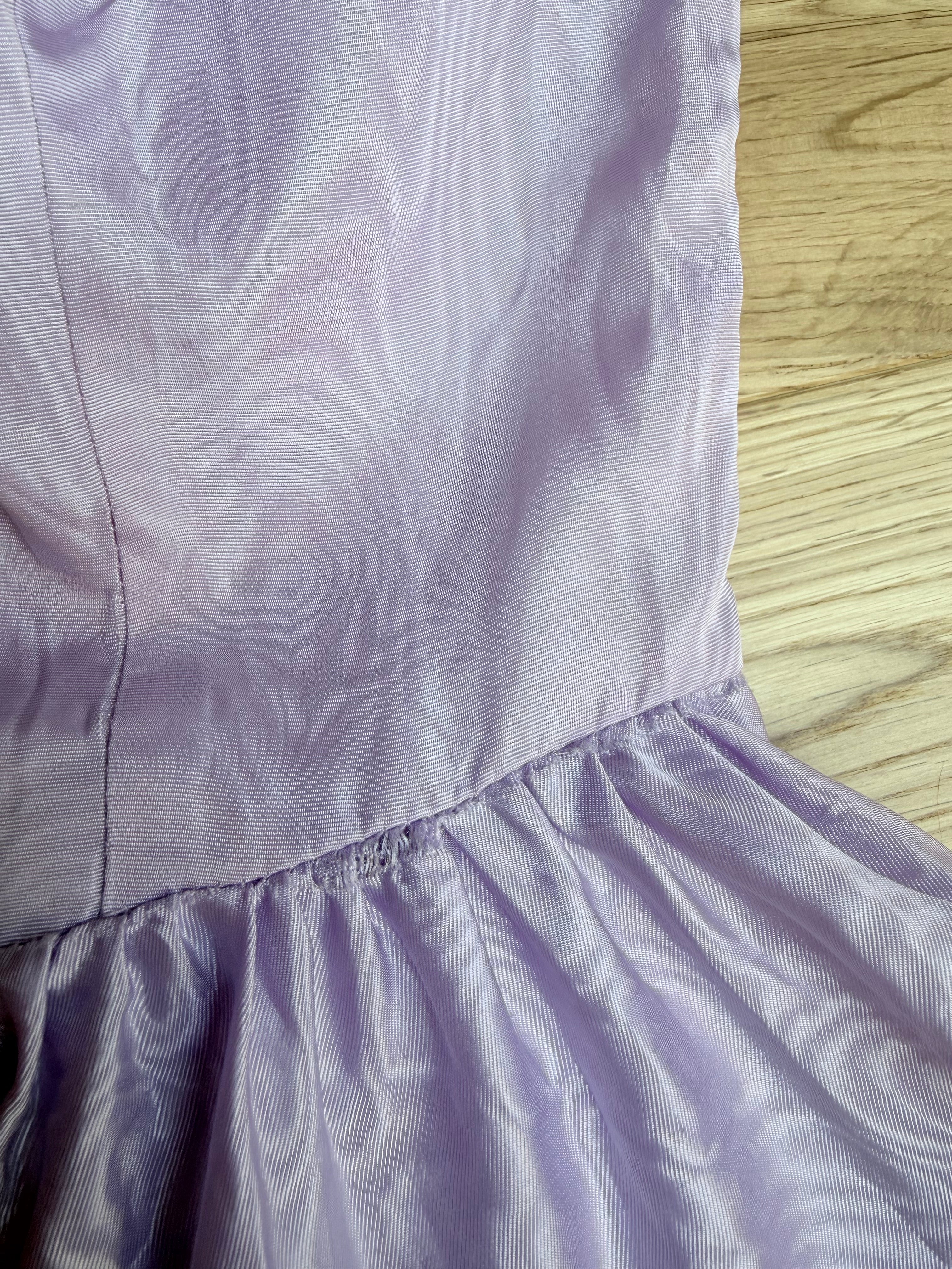 Vintage 1970s Lilac Lace Ruffle Sleeve Prairie Dress | Beauty and the Beast Ballgown