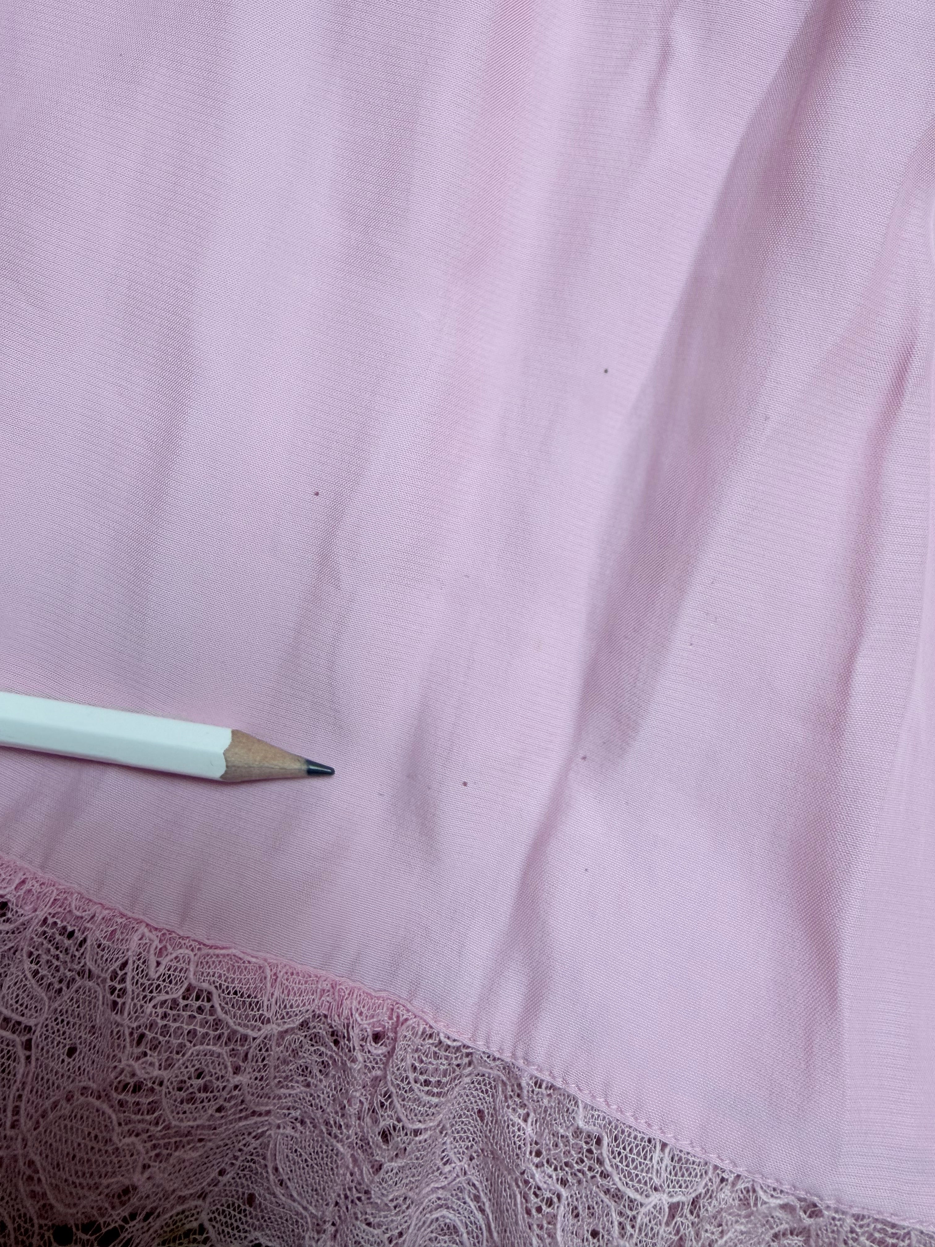 1950s Baby Pink Rayon Slip Dress Embroidered Nightdress
