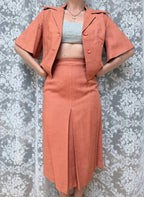 Vintage 1960s Burnt Orange Two Piece Top and Skirt