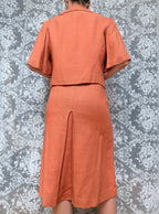 Vintage 1960s Burnt Orange Two Piece Top and Skirt