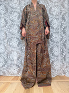 Vintage 1960s/70s Authentic Japanese Abstract Brown Kimono