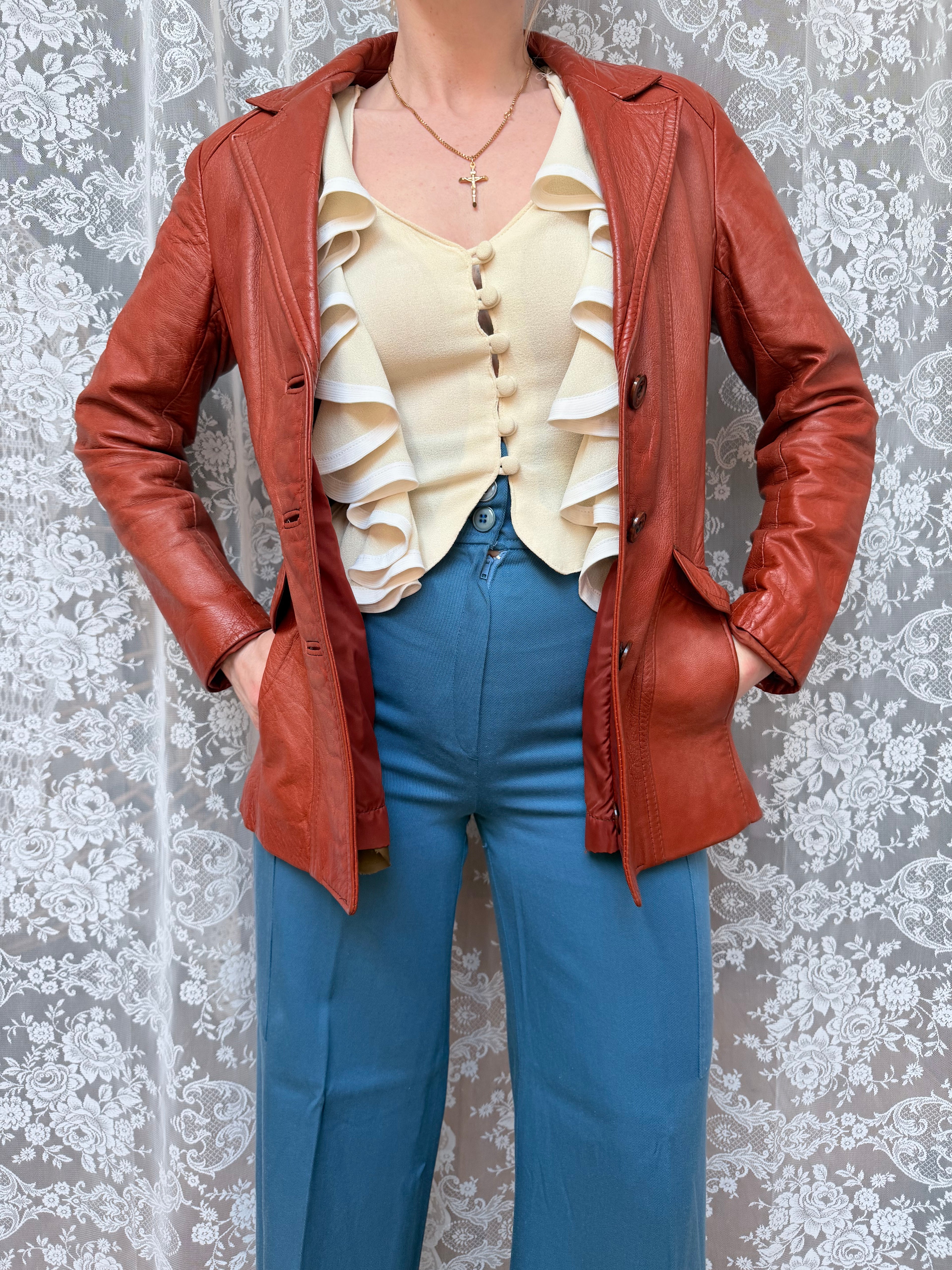 Vintage 1970s Red Leather Women's Jacket