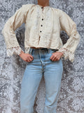 Antique Peasant Blouse with Embroidery & Crochet Lace | Circa 1880-1910