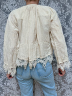 Antique Peasant Blouse with Embroidery & Crochet Lace | Circa 1880-1910
