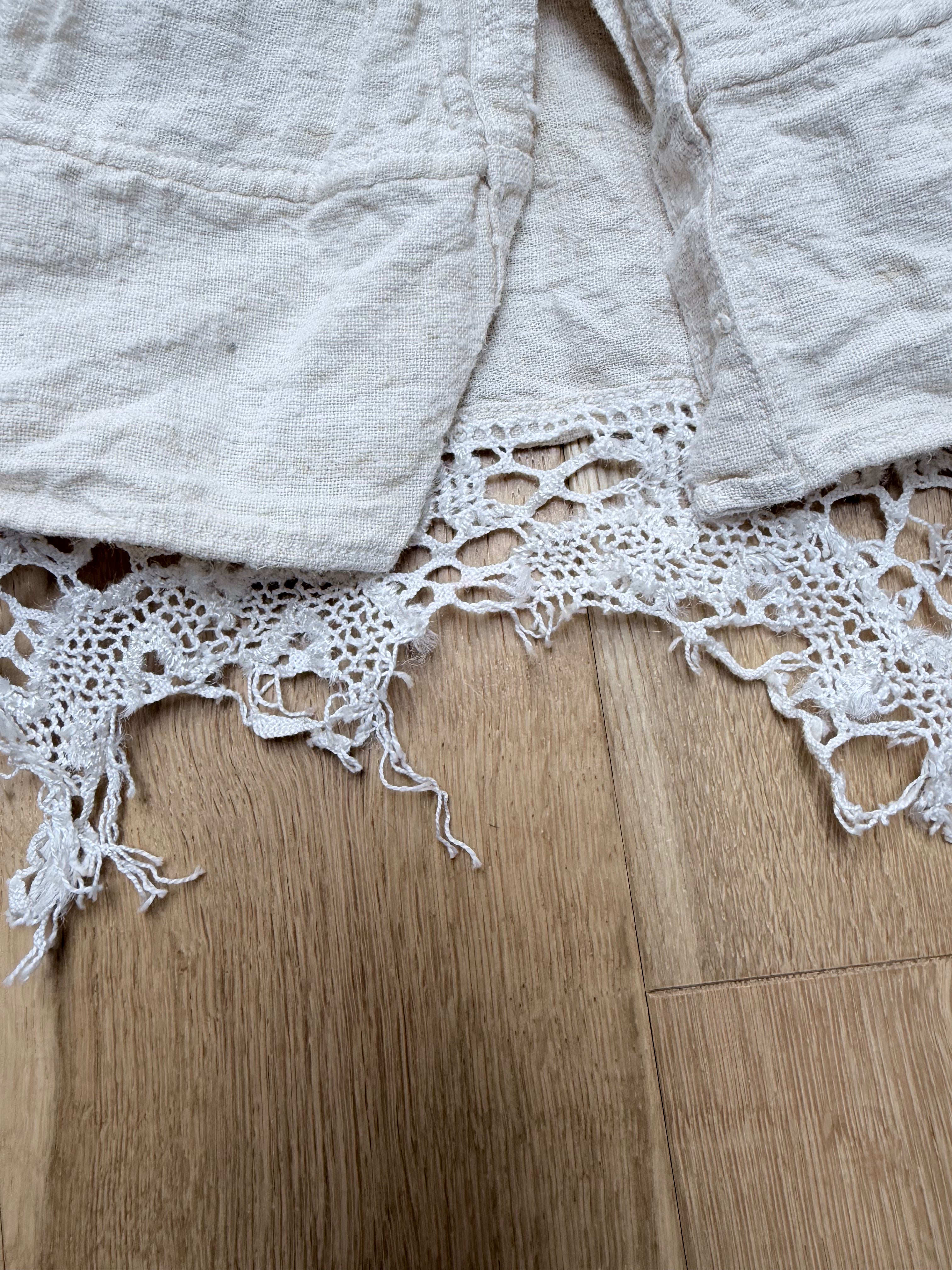 Antique Peasant Blouse with Embroidery & Crochet Lace | Circa 1880-1910