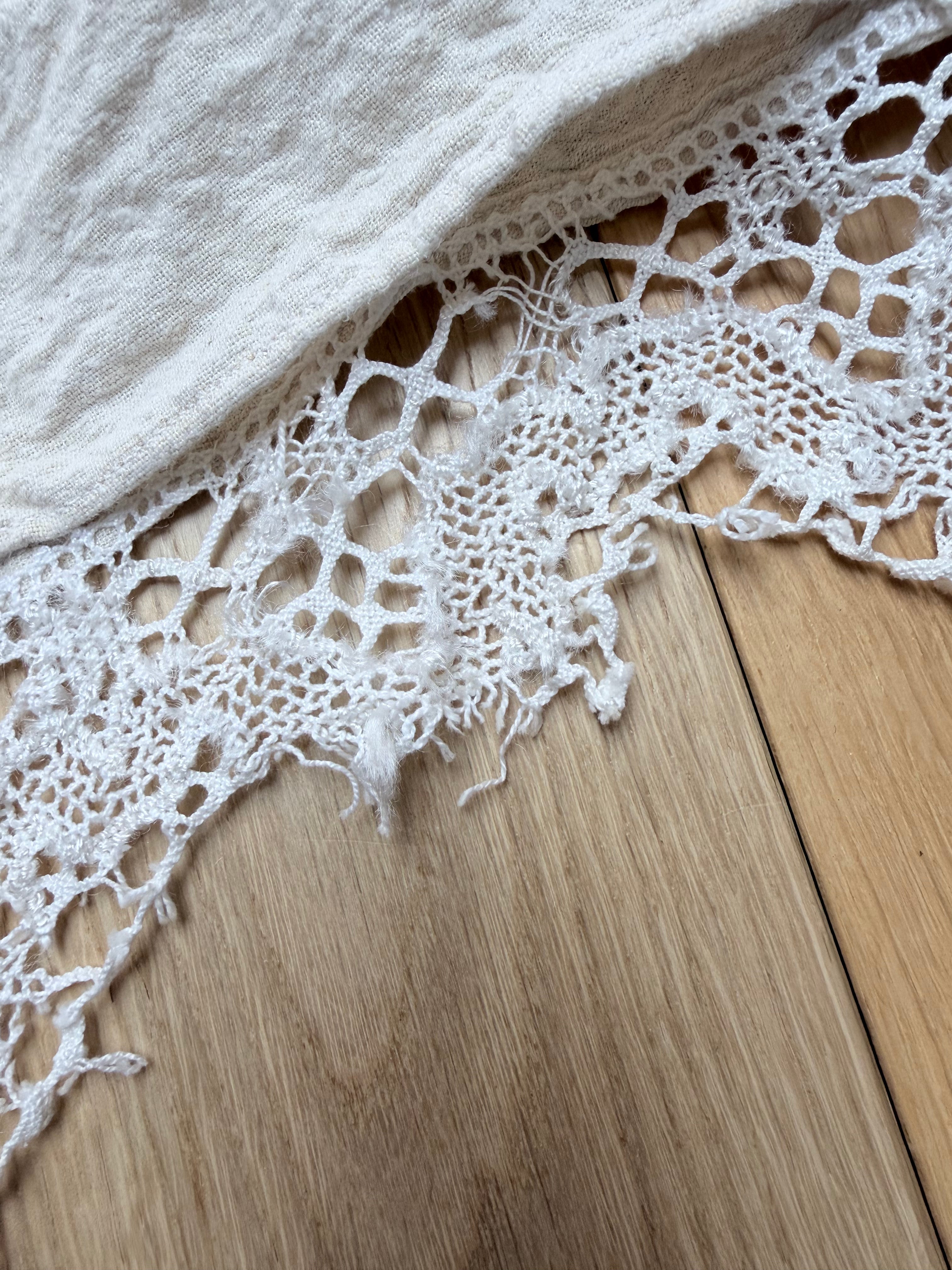 Antique Peasant Blouse with Embroidery & Crochet Lace | Circa 1880-1910