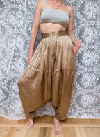 Vintage Designer 1980s Calvin Klein Gold Harem Pants
