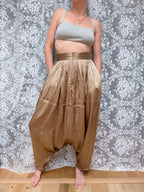 Vintage Designer 1980s Calvin Klein Gold Harem Pants