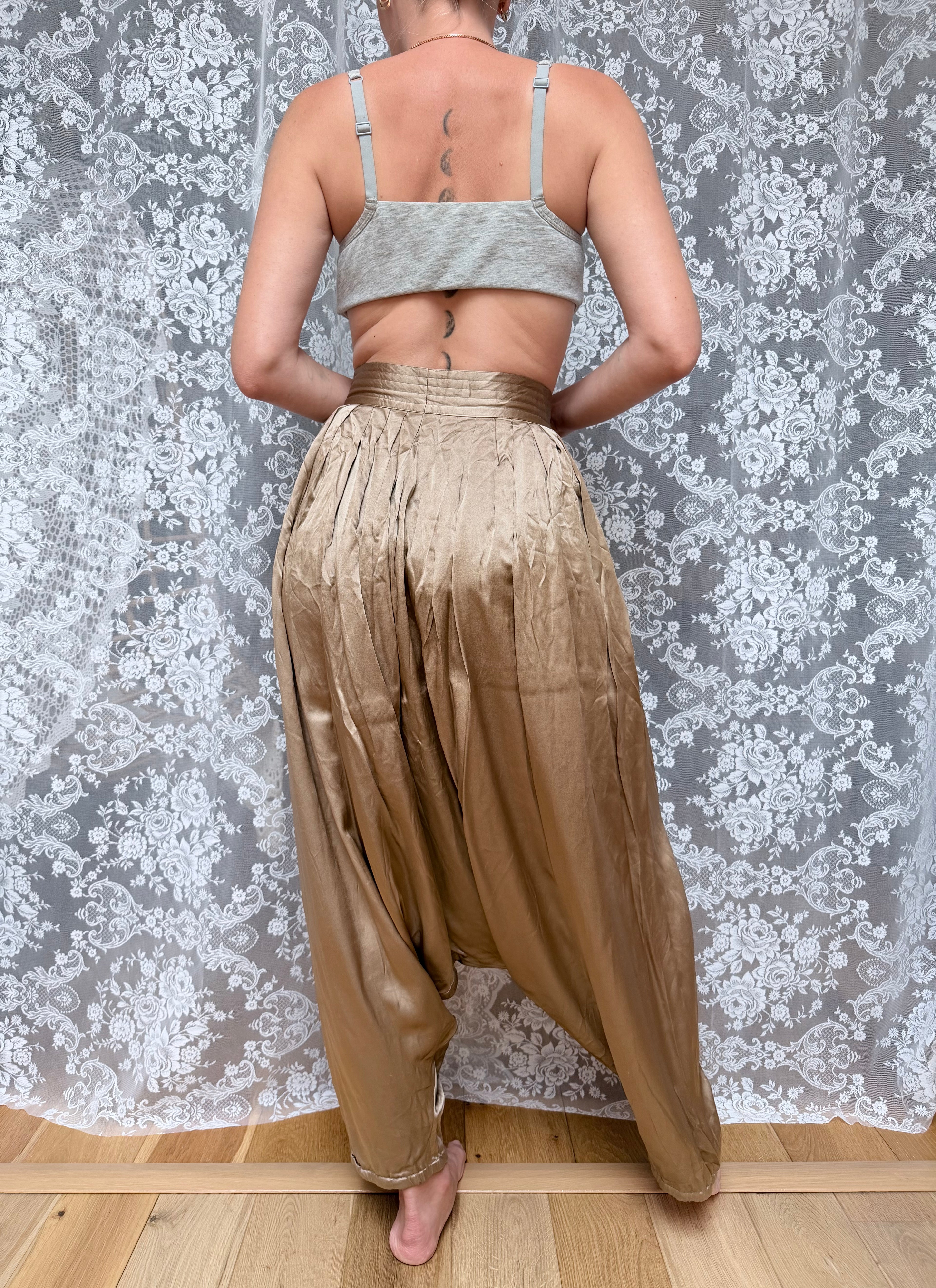 Vintage Designer 1980s Calvin Klein Gold Harem Pants