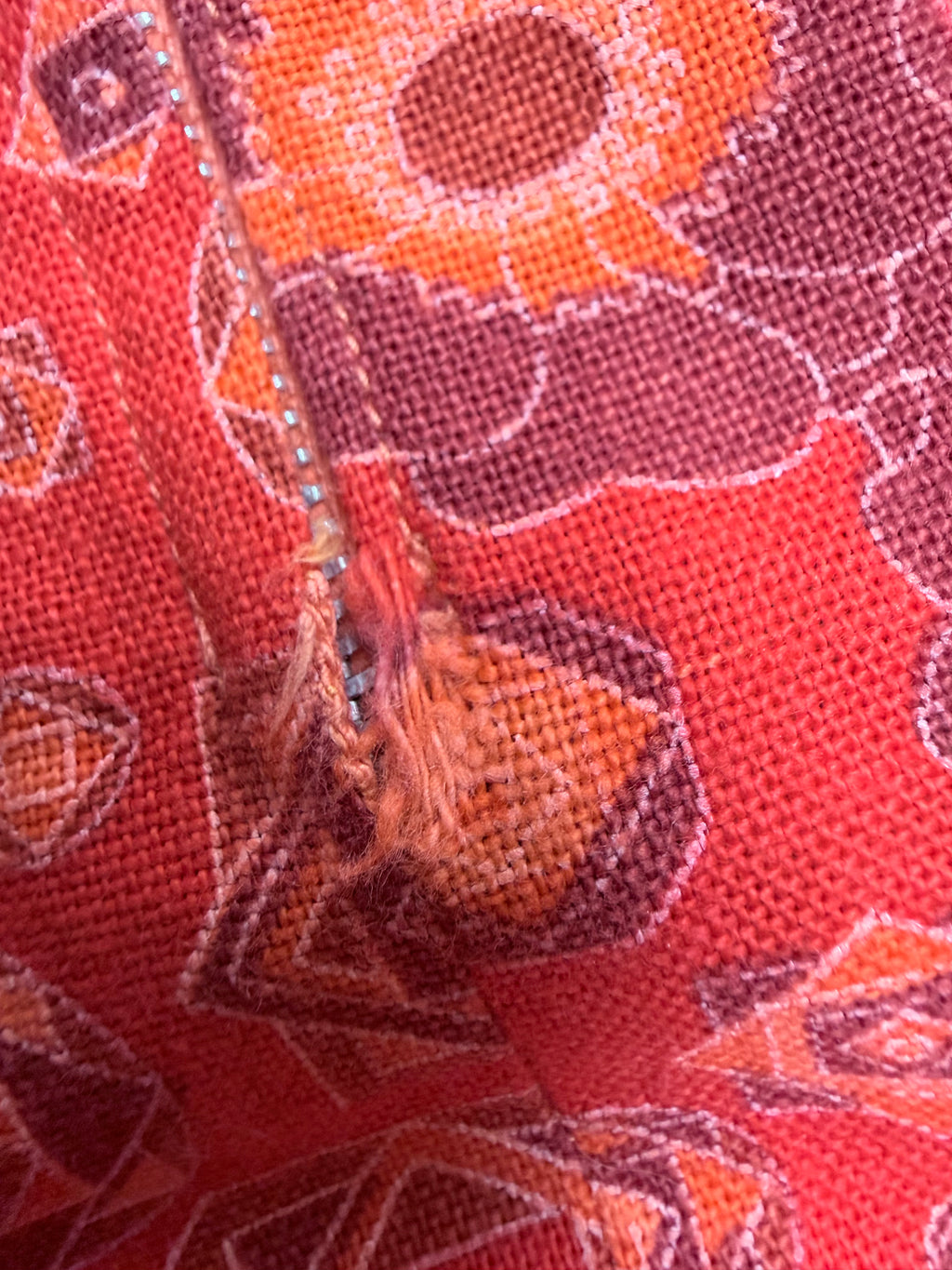 Vintage 1970s Handmade Orange Floral Mini Dress