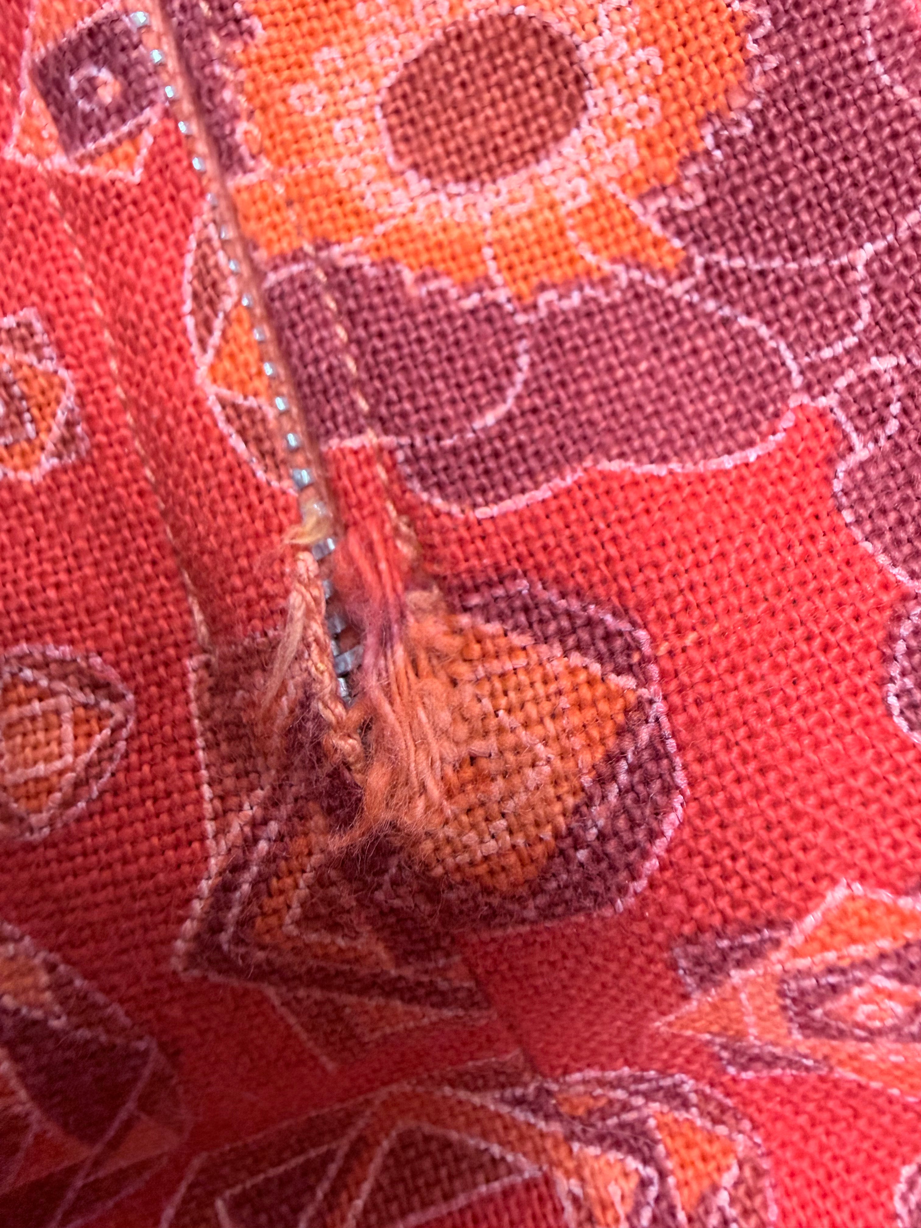 Vintage 1970s Handmade Orange Floral Mini Dress