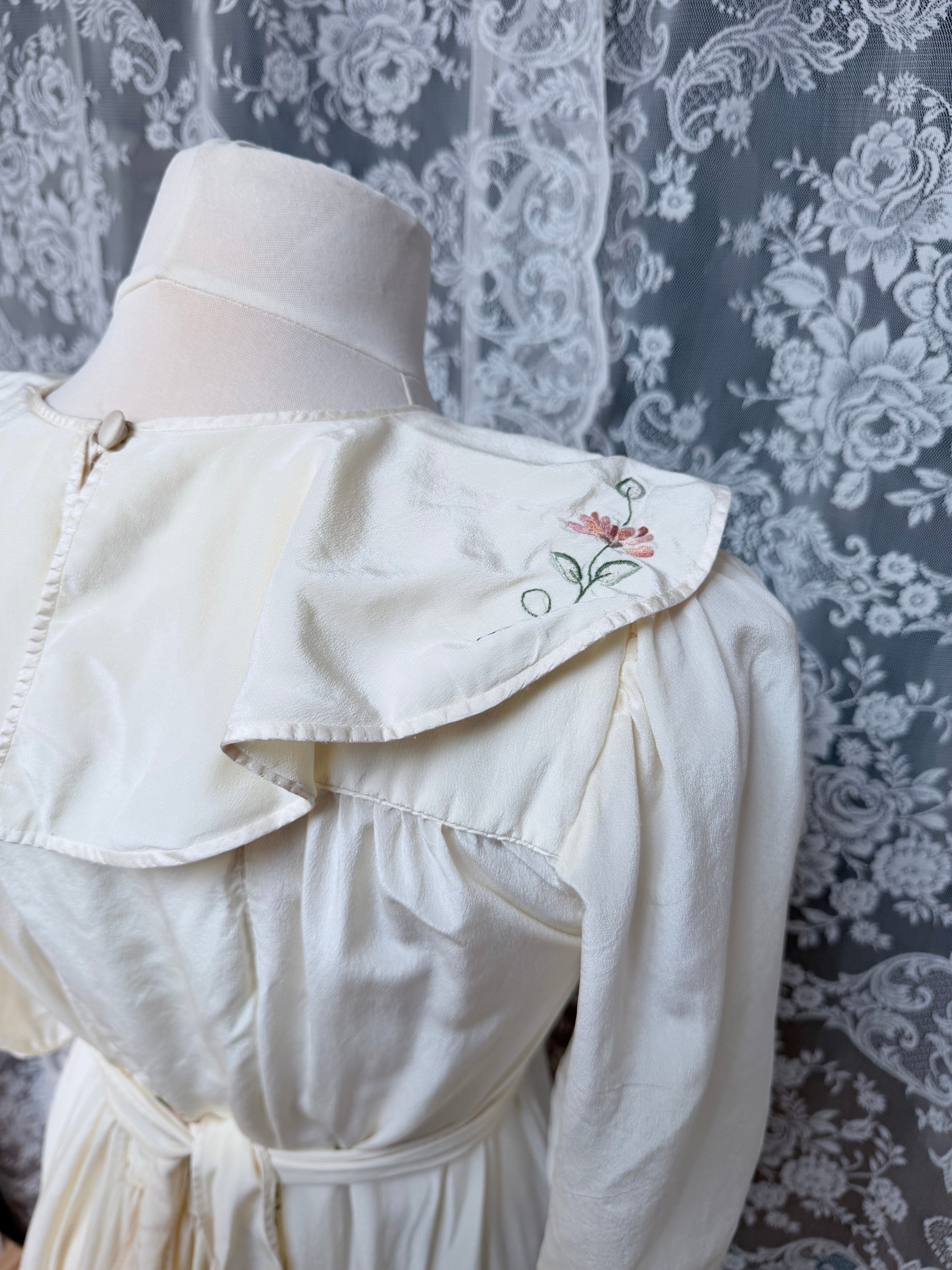 Vintage 1970s Anna Belinda Oxford Silk Wedding Dress