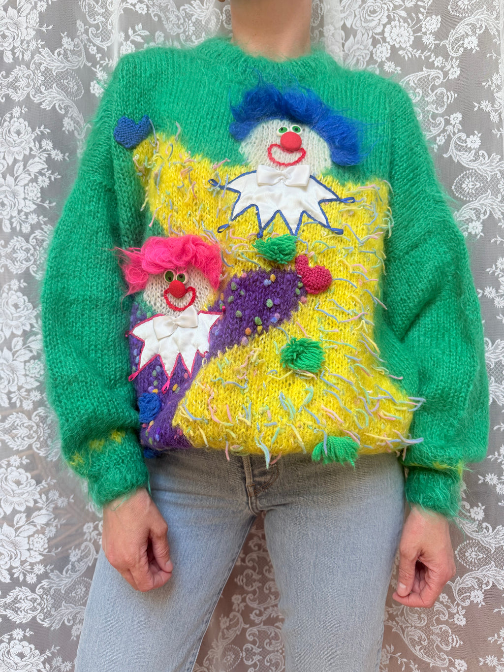 Vintage Designer Knitwear Jump to Jack Oversized Novelty Clown Jumper