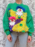 Vintage Designer Knitwear Jump to Jack Oversized Novelty Clown Jumper